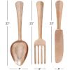 imageDeco 79 Aluminum Metal Utensils Home Wall Decor Knife Spoon and Fork Wall Sculpture Set of 3 Wall Art 4quotW 23quotH SilverGold