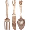 imageDeco 79 Aluminum Metal Utensils Home Wall Decor Knife Spoon and Fork Wall Sculpture Set of 3 Wall Art 4quotW 23quotH SilverGold