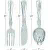 imageDeco 79 Aluminum Metal Utensils Home Wall Decor Knife Spoon and Fork Wall Sculpture Set of 3 Wall Art 4quotW 23quotH SilverSilver