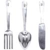 imageDeco 79 Aluminum Metal Utensils Home Wall Decor Knife Spoon and Fork Wall Sculpture Set of 3 Wall Art 4quotW 23quotH SilverSilver