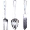 imageDeco 79 Aluminum Metal Utensils Home Wall Decor Knife Spoon and Fork Wall Sculpture Set of 3 Wall Art 4quotW 23quotH SilverSilver