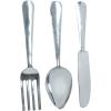imageDeco 79 Aluminum Metal Utensils Home Wall Decor Knife Spoon and Fork Wall Sculpture Set of 3 Wall Art 4quotW 23quotH SilverSilver