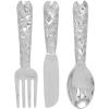imageDeco 79 Aluminum Metal Utensils Home Wall Decor Knife Spoon and Fork Wall Sculpture Set of 3 Wall Art 4quotW 23quotH SilverSilver