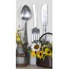 imageDeco 79 Aluminum Metal Utensils Home Wall Decor Knife Spoon and Fork Wall Sculpture Set of 3 Wall Art 4quotW 23quotH SilverSilver