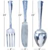 imageDeco 79 Aluminum Metal Utensils Home Wall Decor Knife Spoon and Fork Wall Sculpture Set of 3 Wall Art 4quotW 23quotH SilverSilver
