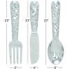 imageDeco 79 Aluminum Metal Utensils Home Wall Decor Knife Spoon and Fork Wall Sculpture Set of 3 Wall Art 4quotW 23quotH SilverSilver