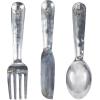 imageDeco 79 Aluminum Metal Utensils Home Wall Decor Knife Spoon and Fork Wall Sculpture Set of 3 Wall Art 4quotW 23quotH SilverSilver