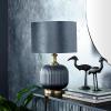 imageDeco 79 Fabric Room Table Lamp Ribbed Accent Lamp with Velvet Shade and Gold Accents Lamp 13quot x 13quot x 20quot Blue13 x 13 x 20