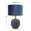 imageDeco 79 Fabric Room Table Lamp Ribbed Accent Lamp with Velvet Shade and Gold Accents Lamp 13quot x 13quot x 20quot Blue13 x 13 x 20
