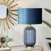 imageDeco 79 Fabric Room Table Lamp Ribbed Accent Lamp with Velvet Shade and Gold Accents Lamp 13quot x 13quot x 20quot Blue16 x 16 x 26