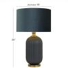 imageDeco 79 Fabric Room Table Lamp Ribbed Accent Lamp with Velvet Shade and Gold Accents Lamp 13quot x 13quot x 20quot Blue16 x 16 x 26