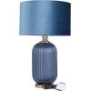 imageDeco 79 Fabric Room Table Lamp Ribbed Accent Lamp with Velvet Shade and Gold Accents Lamp 13quot x 13quot x 20quot Blue16 x 16 x 26