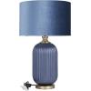 imageDeco 79 Fabric Room Table Lamp Ribbed Accent Lamp with Velvet Shade and Gold Accents Lamp 13quot x 13quot x 20quot Blue16 x 16 x 26