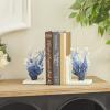 imageDeco 79 Metal Coral Decorative Bookends Ombre Non Skid Bookends Set of 2 Office Bookends4quotW 7quotH BlueBlue