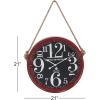 imageDeco 79 Metal Decorative Wall Clock Set of 3 11quot x 2quot x 20quot White with Rope accentsRedBlackWhite