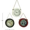 imageDeco 79 Metal Decorative Wall Clock Set of 3 11quot x 2quot x 20quot White with Rope accentsWhite