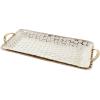 imageDeco 79 Metal Geometric Living Room Decor Tray Geometric Dot Ottoman Tray with White Accents Set of 2 Serving Tray 19quot 19quot W Gold