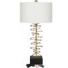imageDeco 79 Metal Room Table Lamp Gold Stacked Ring Accent Lamp with Drum Shade Lamp 15quot x 15quot x 30quot Gold
