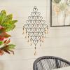 imageDeco 79 Metal Windchime with Bells and Chain Ring Hanger 13quot x 1quot x 24quot BlackBlack