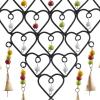 imageDeco 79 Metal Windchime with Bells and Chain Ring Hanger 13quot x 1quot x 24quot BlackBlack