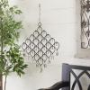 imageDeco 79 Metal Windchime with Bells and Chain Ring Hanger 13quot x 1quot x 24quot BlackBlack