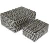 imageDeco 79 Mother of Pearl Shell Handmade Decorative Box Chevron Pattern Decorative Keepsake Boxes with Hinged Lid Set of 2 Storage Boxes 12quot 8quotW GrayBlackWhite