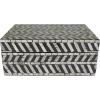 imageDeco 79 Mother of Pearl Shell Handmade Decorative Box Chevron Pattern Decorative Keepsake Boxes with Hinged Lid Set of 2 Storage Boxes 12quot 8quotW GrayBlackWhite