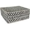 imageDeco 79 Mother of Pearl Shell Handmade Decorative Box Chevron Pattern Decorative Keepsake Boxes with Hinged Lid Set of 2 Storage Boxes 12quot 8quotW GrayBlackWhite