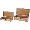 imageDeco 79 Mother of Pearl Shell Handmade Decorative Box Chevron Pattern Decorative Keepsake Boxes with Hinged Lid Set of 2 Storage Boxes 12quot 8quotW GrayMulti Colored