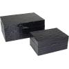 imageDeco 79 Mother of Pearl Shell Handmade Decorative Box Chevron Pattern Decorative Keepsake Boxes with Hinged Lid Set of 2 Storage Boxes 12quot 8quotW GrayBlack