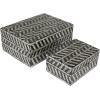 imageDeco 79 Mother of Pearl Shell Handmade Decorative Box Chevron Pattern Decorative Keepsake Boxes with Hinged Lid Set of 2 Storage Boxes 12quot 8quotW GrayBlackWhite