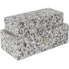 imageDeco 79 Mother of Pearl Shell Handmade Decorative Box Chevron Pattern Decorative Keepsake Boxes with Hinged Lid Set of 2 Storage Boxes 12quot 8quotW GrayGray
