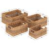 imageDeco 79 Seagrass Handmade Decorative and Functional Storage Basket Basket Organizer with Handles Set of 4 Basket for Storage 16quot 14quot 12quot 10quotW Light Brown