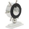 imageDeco 79 Stainless Steel Metal Ship Wheel Clock with Marble Base 9quot x 3quot x 8quot SilverSilver
