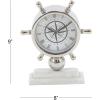 imageDeco 79 Stainless Steel Metal Ship Wheel Clock with Marble Base 9quot x 3quot x 8quot SilverSilver