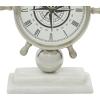 imageDeco 79 Stainless Steel Metal Ship Wheel Clock with Marble Base 9quot x 3quot x 8quot SilverSilver