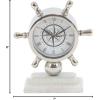 imageDeco 79 Stainless Steel Metal Ship Wheel Clock with Marble Base 9quot x 3quot x 8quot SilverSilverBlackWhite