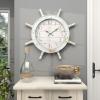 imageDeco 79 Wood Sail Boat Decorative Wall Clock with Ship Wheel for Home and Room 28quot x 2quot x 28quot BlueBlue