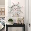 imageDeco 79 Wood Sail Boat Decorative Wall Clock with Ship Wheel for Home and Room 28quot x 2quot x 28quot BlueBlue