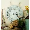 imageDeco 79 Wood Sail Boat Decorative Wall Clock with Ship Wheel for Home and Room 28quot x 2quot x 28quot BlueBlue