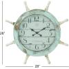 imageDeco 79 Wood Sail Boat Decorative Wall Clock with Ship Wheel for Home and Room 28quot x 2quot x 28quot BlueBlue