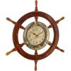 imageDeco 79 Wood Sail Boat Decorative Wall Clock with Ship Wheel for Home and Room 28quot x 2quot x 28quot BlueGold