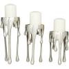 imageCosmoLiving by Cosmopolitan Aluminum Metal Abstract Decorative Candle Holder Melting Drip Candle Stand Set of 3 Candlestick Holder 12quot 10quot 8quotH GoldSilver