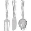 imageDeco 79 Aluminum Metal Utensils Home Wall Decor Knife Spoon and Fork Wall Sculpture Set of 3 Wall Art 4quotW 23quotH SilverSilver