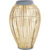 imageDeco 79 Bamboo Wood Handmade Decorative Vase Open Frame Centerpiece Vase with White Metal Accents Vase for Home Decoration 13quot x 13quot x 17quot Brown11 x 11 x 16