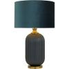 imageDeco 79 Fabric Room Table Lamp Ribbed Accent Lamp with Velvet Shade and Gold Accents Lamp 13quot x 13quot x 20quot Blue16 x 16 x 26