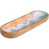 imageDeco 79 Mango Wood Handmade Ocean Inspired Tray with Colorful Enameled Interior 16quot x 6quot x 2quot BrownBrown