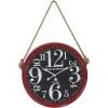 imageDeco 79 Metal Decorative Wall Clock Set of 3 11quot x 2quot x 20quot White with Rope accentsRedBlackWhite