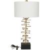 imageDeco 79 Metal Room Table Lamp Gold Stacked Ring Accent Lamp with Drum Shade Lamp 15quot x 15quot x 30quot Gold