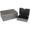 imageDeco 79 Mother of Pearl Shell Handmade Decorative Box Chevron Pattern Decorative Keepsake Boxes with Hinged Lid Set of 2 Storage Boxes 12quot 8quotW GrayBlackWhite